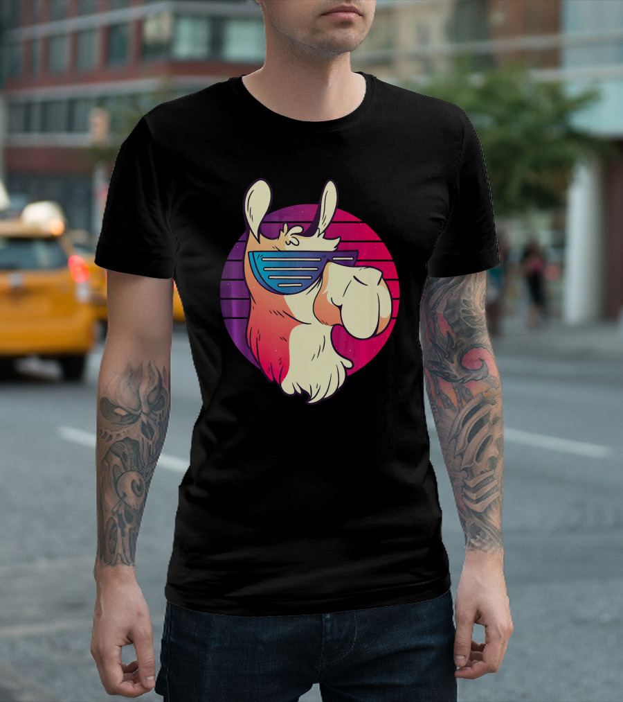 Cool Retro Llama Alpaca with Sunglasses Animal T-Shirt