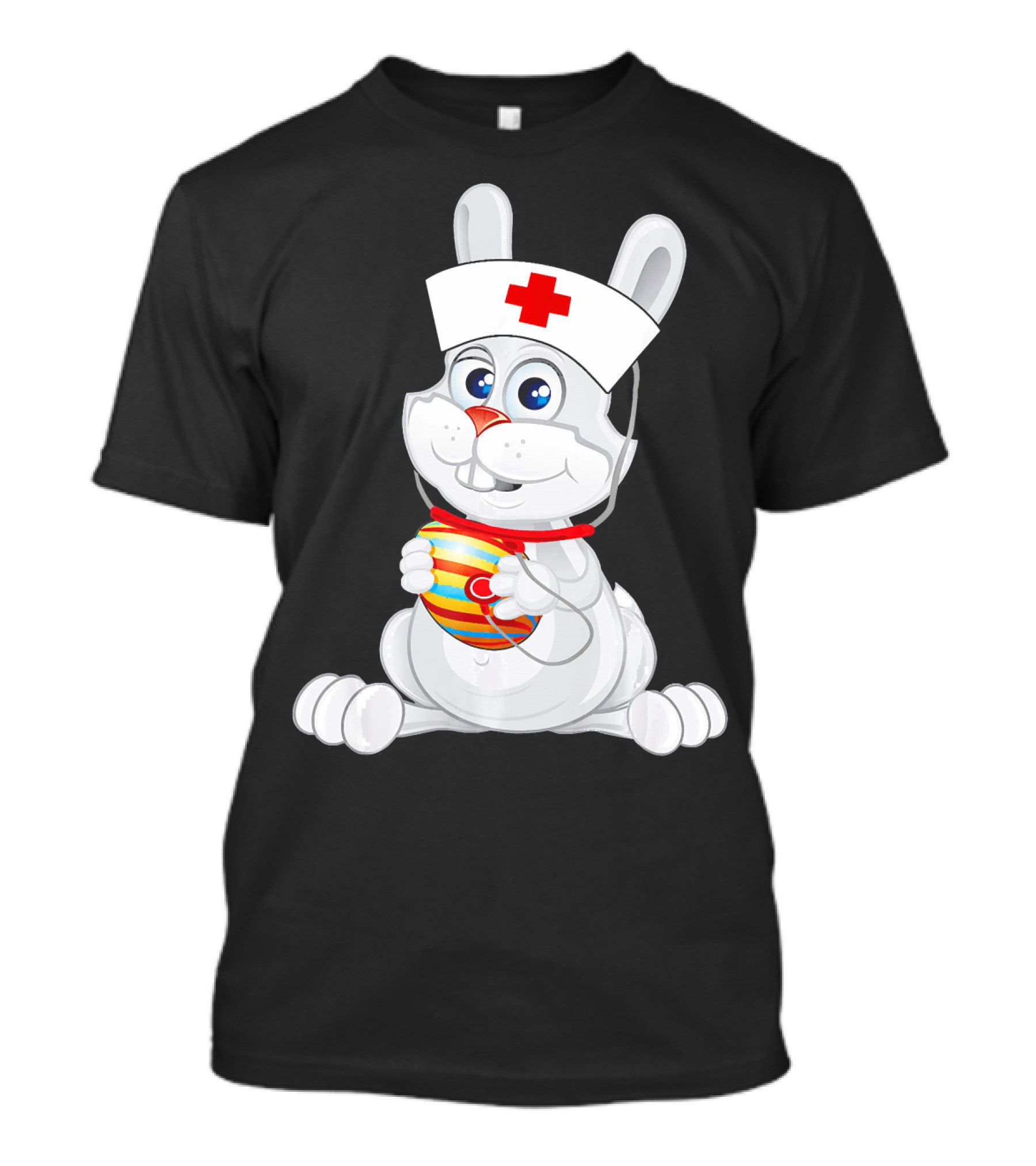 Cute Rabbit Bunny Nurse With Easter Egg And Stethoscope T-Shirt