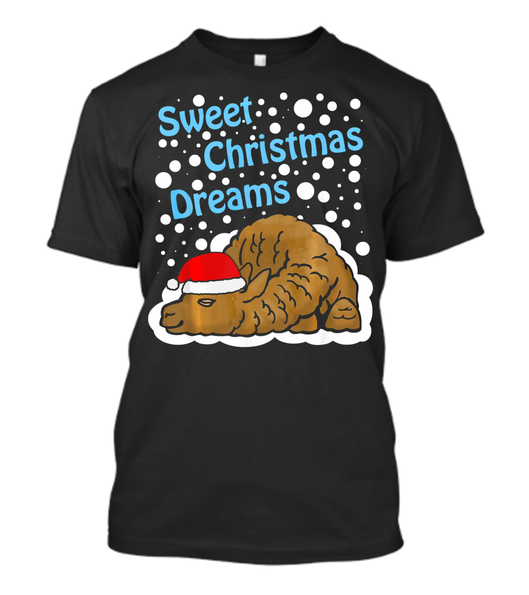 Sweet Christmas Dreams Llama Alpaca With Santa Hat T-Shirt