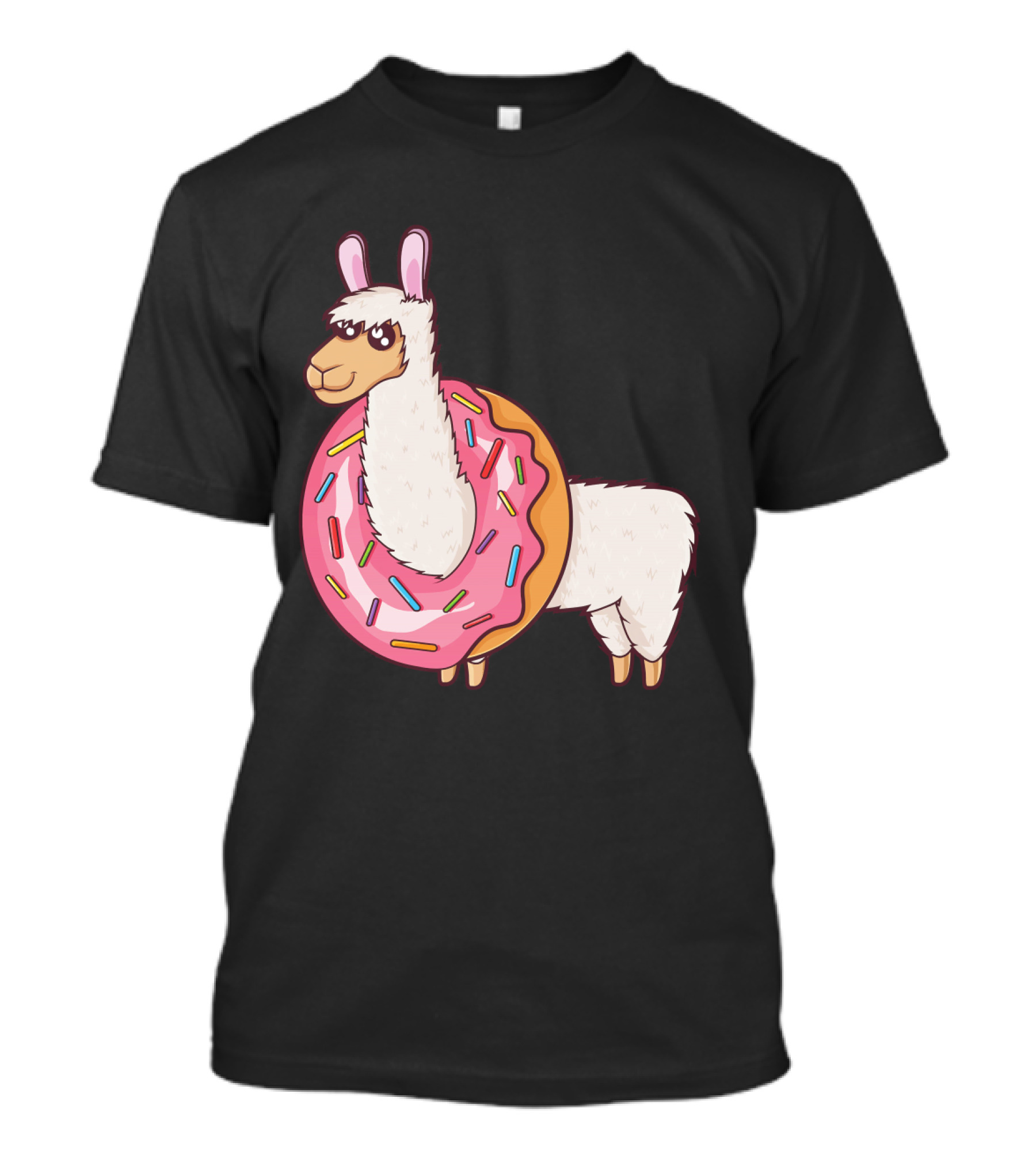 Cute Llama Sprinkles Donut Alpaca Long T-Shirt