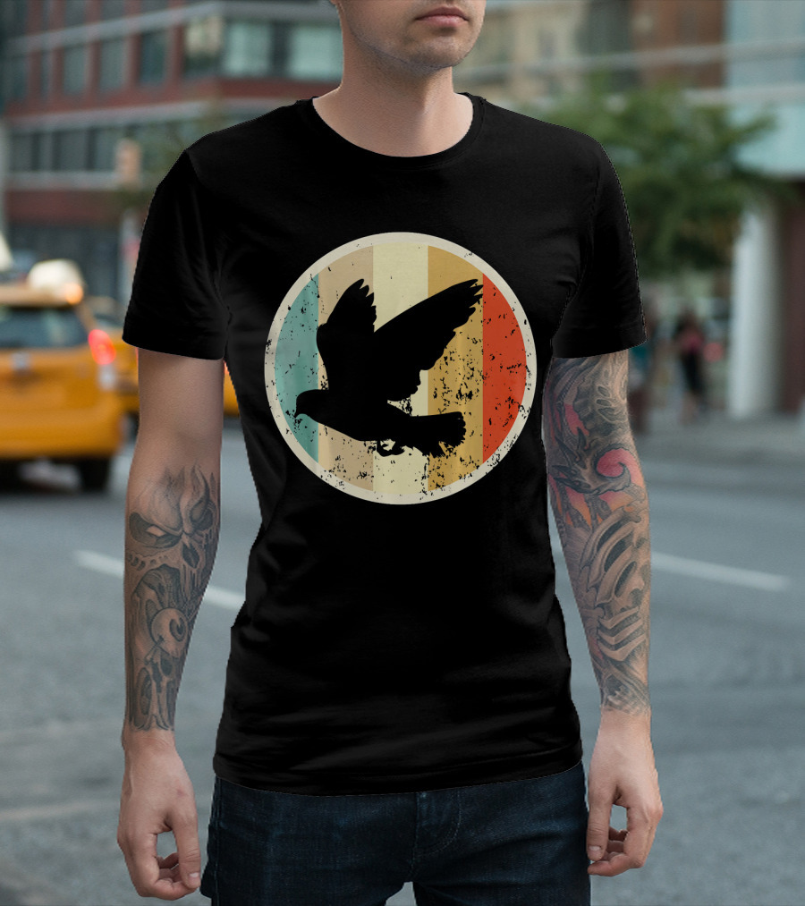 Retro Silhouette Cute Pigeon Breeder Farm Farmer Farming T-Shirt