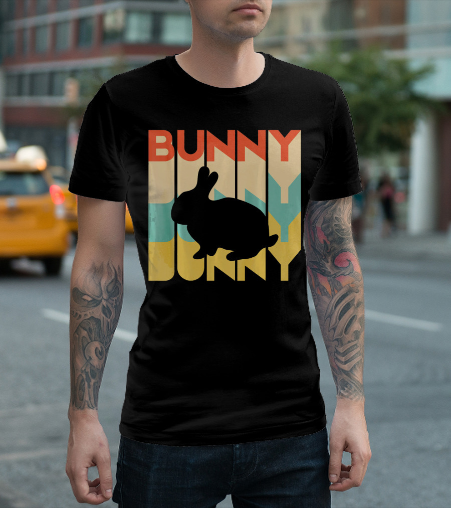 Bunny Vintage Style Retro Text and Silhouette Animal Pet T-Shirt