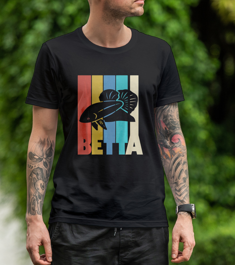 Betta Retro Colorful Striped Fish T-Shirt