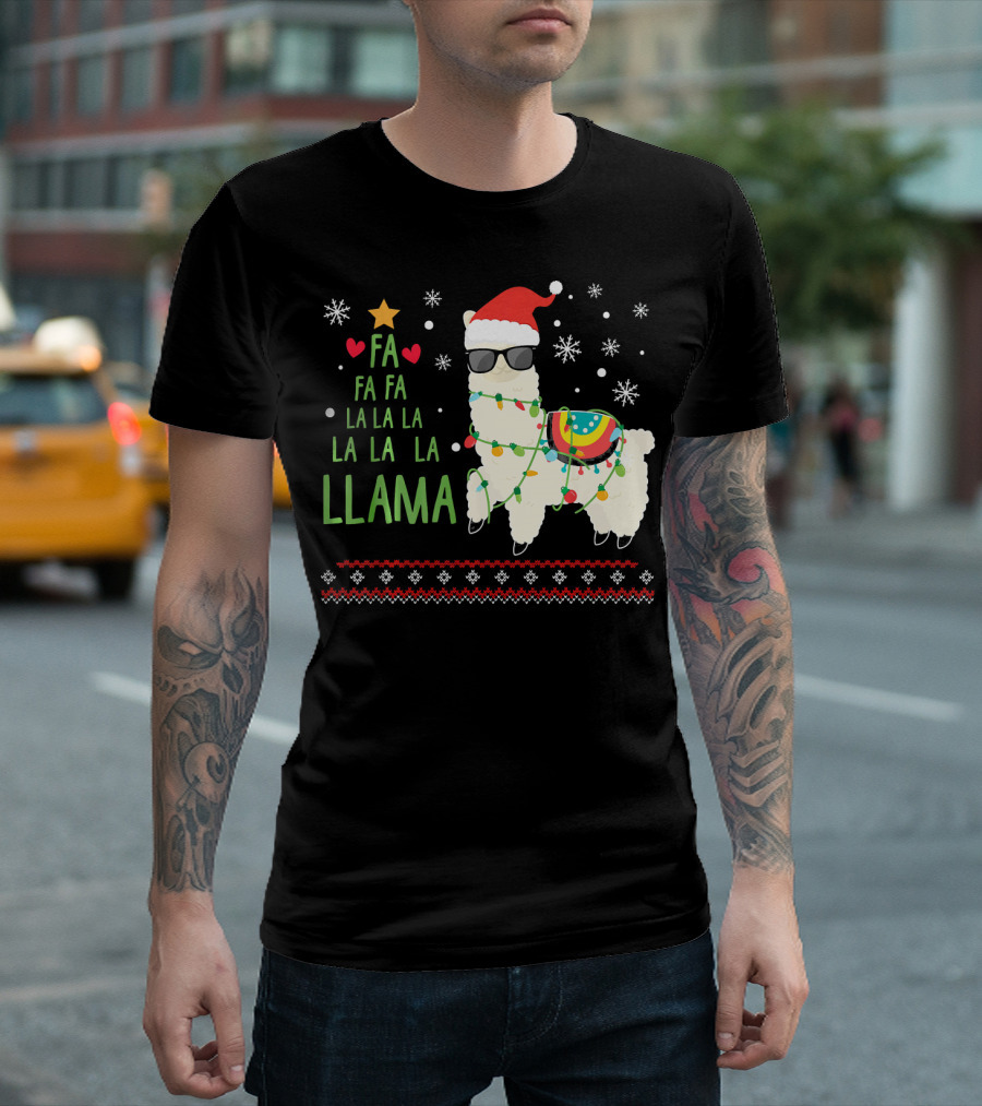 Fa La La La Llama Alpaca Christmas Festive T-Shirt