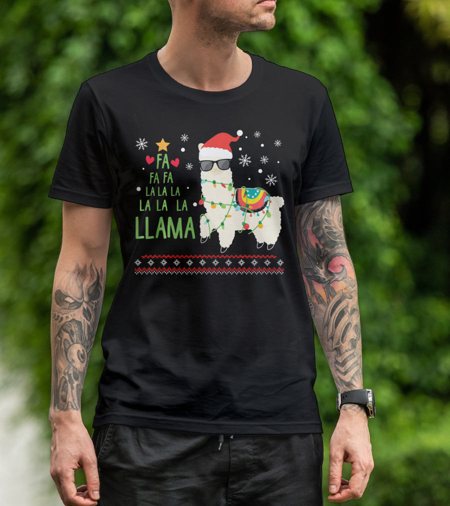 Fa La La La Llama Alpaca Christmas Festive T-Shirt