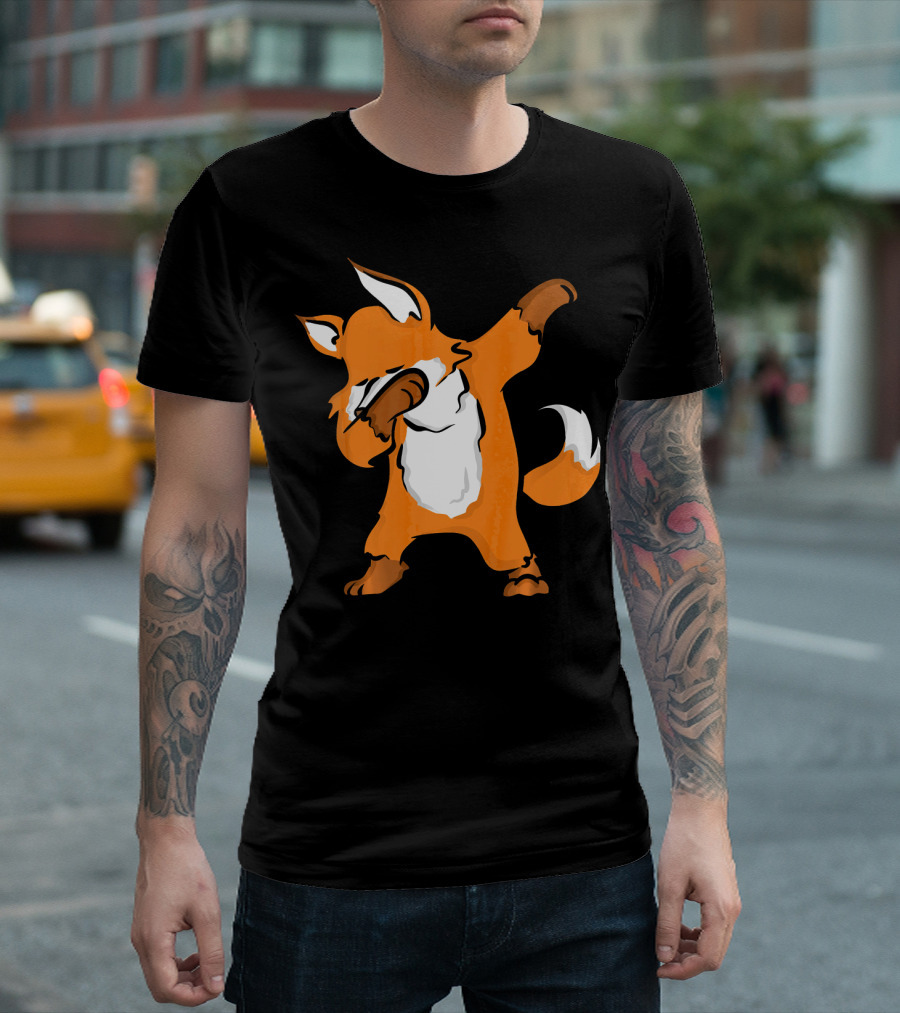 Cute Fox Dab Pose Adorable Animal Cartoon T-Shirt