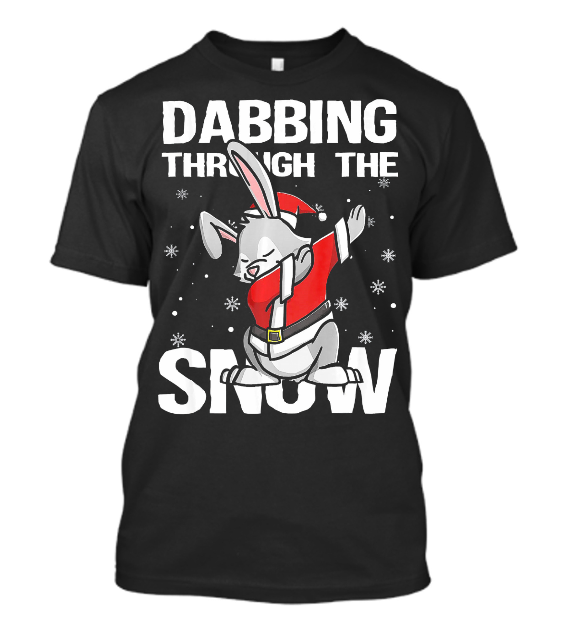 Dabbing Through The Snow Christmas Dabbing Rabbit Santa Claus T-Shirt