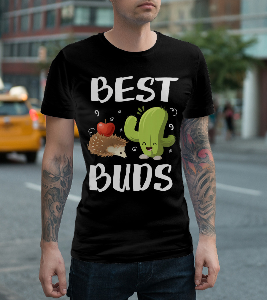 Best Buds Funny Hedgehog Cactus Friendship T-Shirt