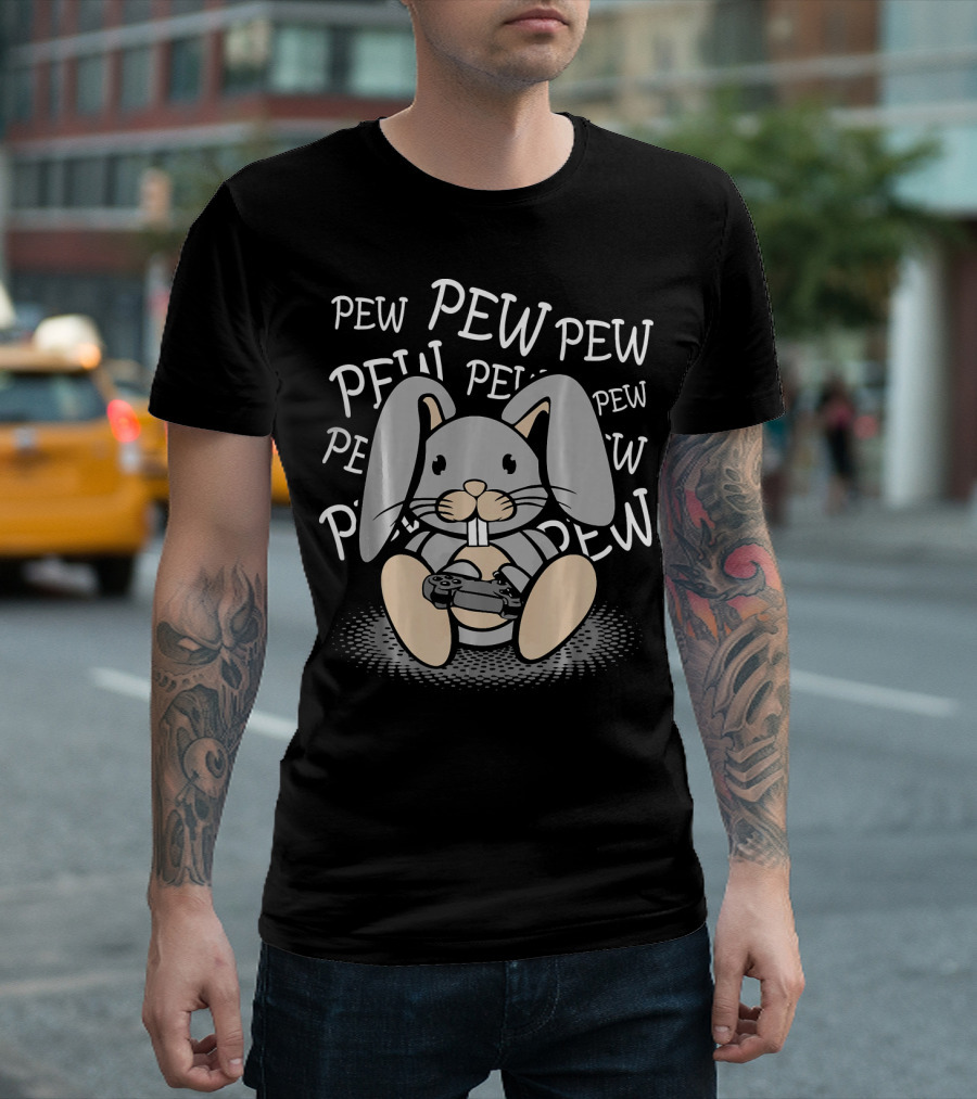 Pew Pew Bunny Rabbit Easter T-Shirt