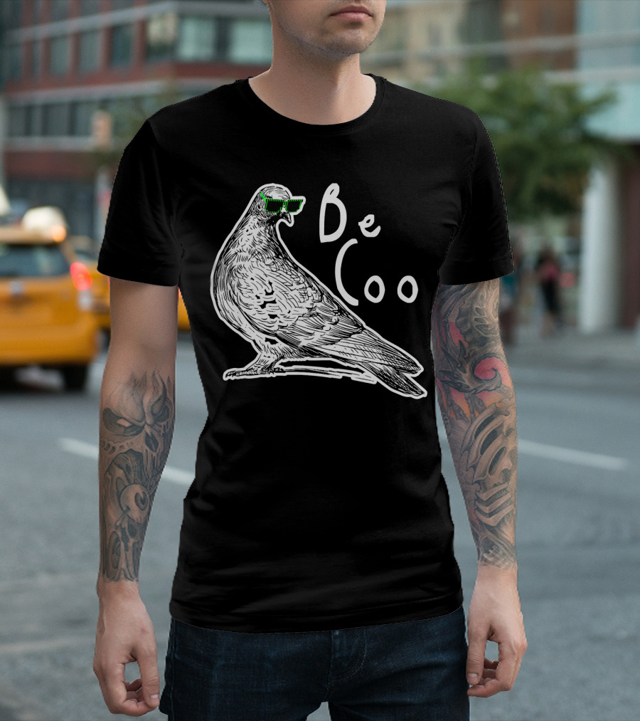 Be Coo Pigeon with Green 80s Sunglasses T-Shirt