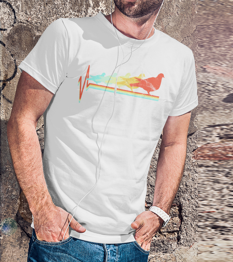 Dove Bird Doves Heartbeat Retro Colorful Line T-Shirt