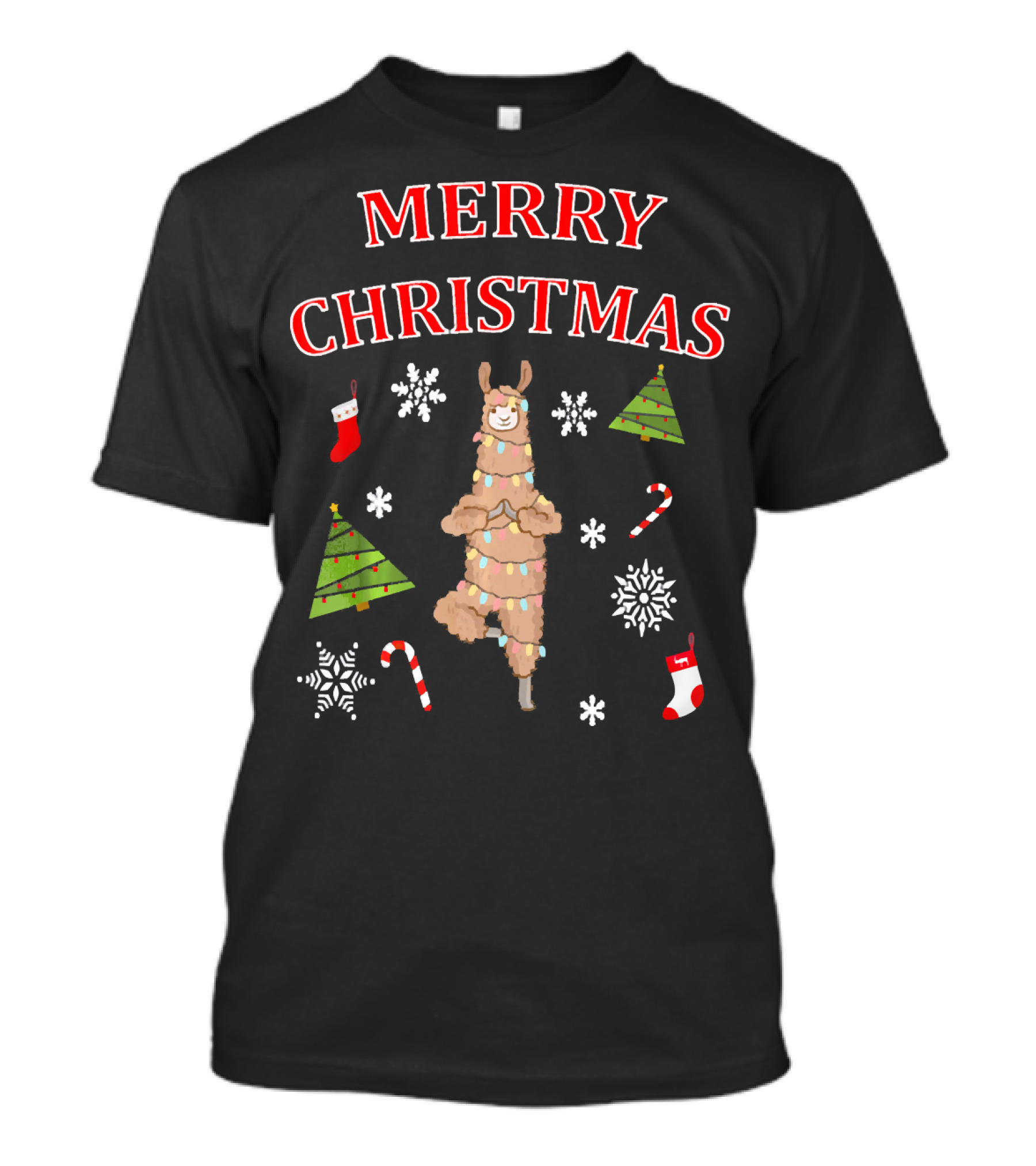 Merry Christmas Llama Alpaca Festive Holiday Cheer T-Shirt
