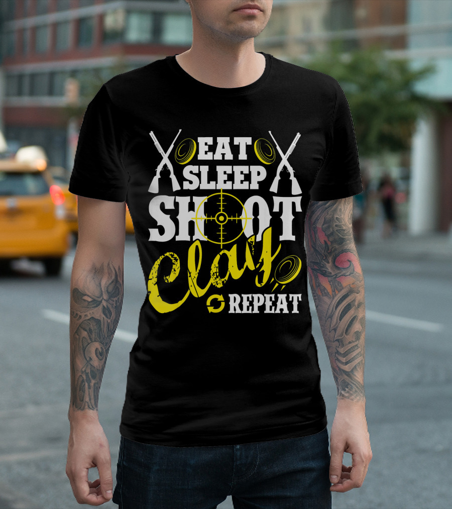 Eat Sleep Shoot Clay Repeat Trap Skeet Shooting Target T-Shirt