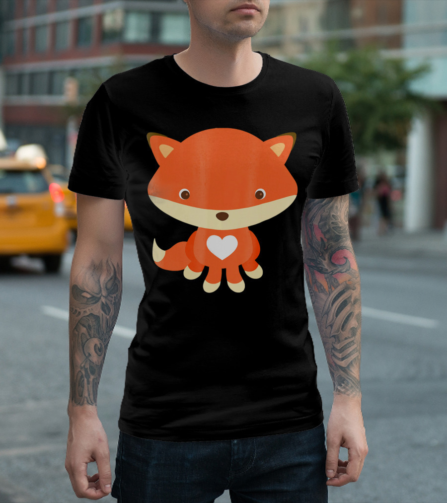 Cute Fox Heart Emoji Love T-Shirt