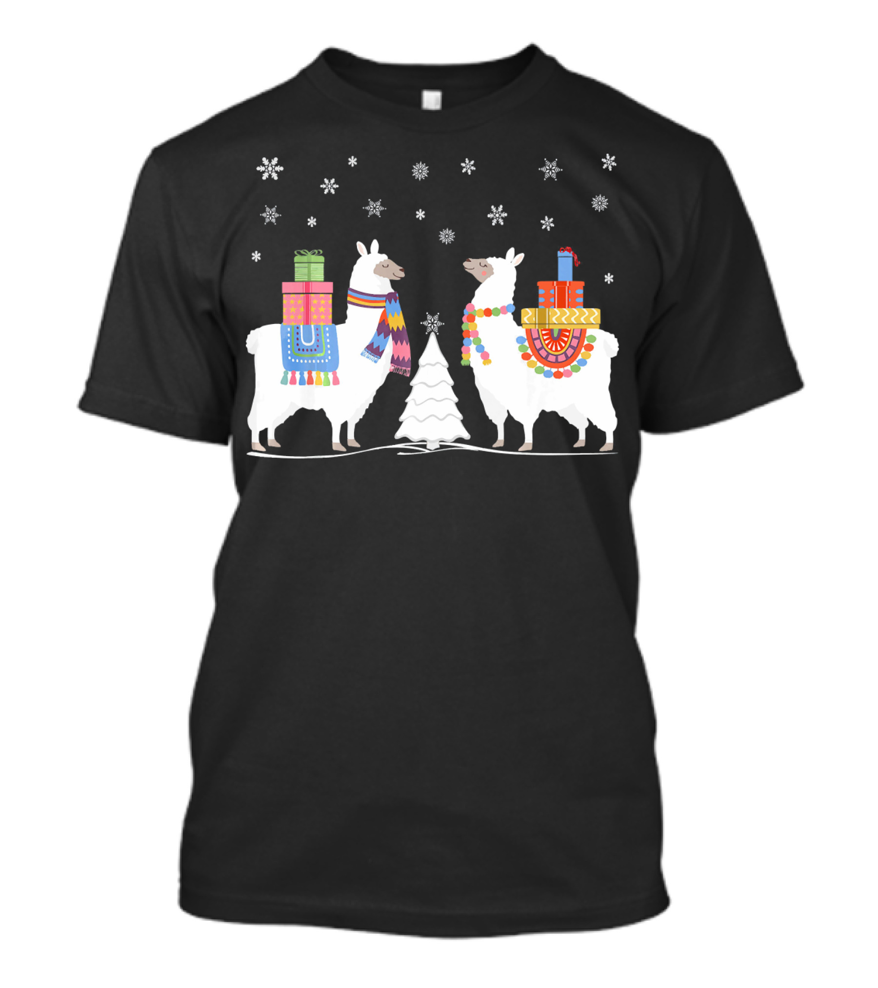 Alpaca Winter Llama Snowflakes Gifts Christmas Tree T-Shirt