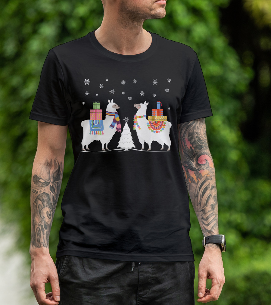 Alpaca Winter Llama Snowflakes Gifts Christmas Tree T-Shirt