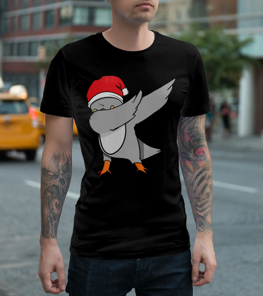 Dabbing Pigeon with Santa Hat T-Shirt