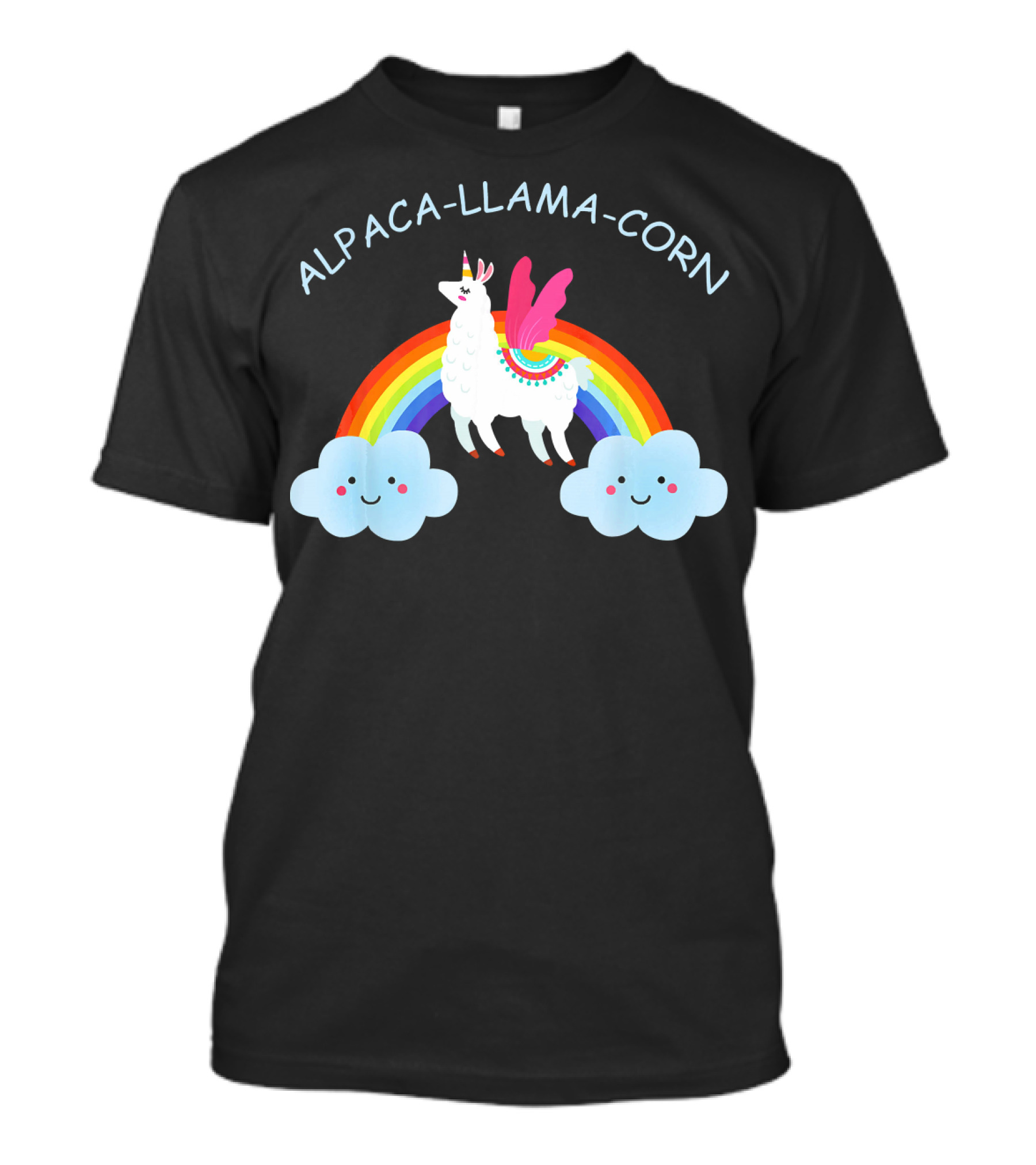 Alpaca Llama Corn Funny Unicorn Rainbow Cloud Wings T-Shirt