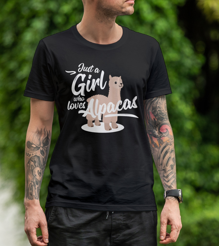 Just A Girl Who Loves Alpacas Cute Llama Alpaca Animal Cool Lama Fun T-Shirt