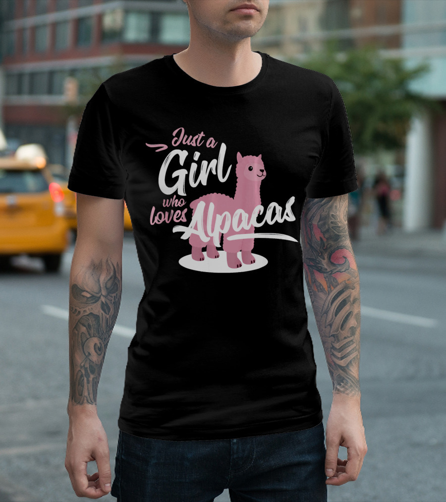 Just A Girl Who Loves Alpacas Cute Llama Alpaca Girl Animal Cool Lama T-Shirt
