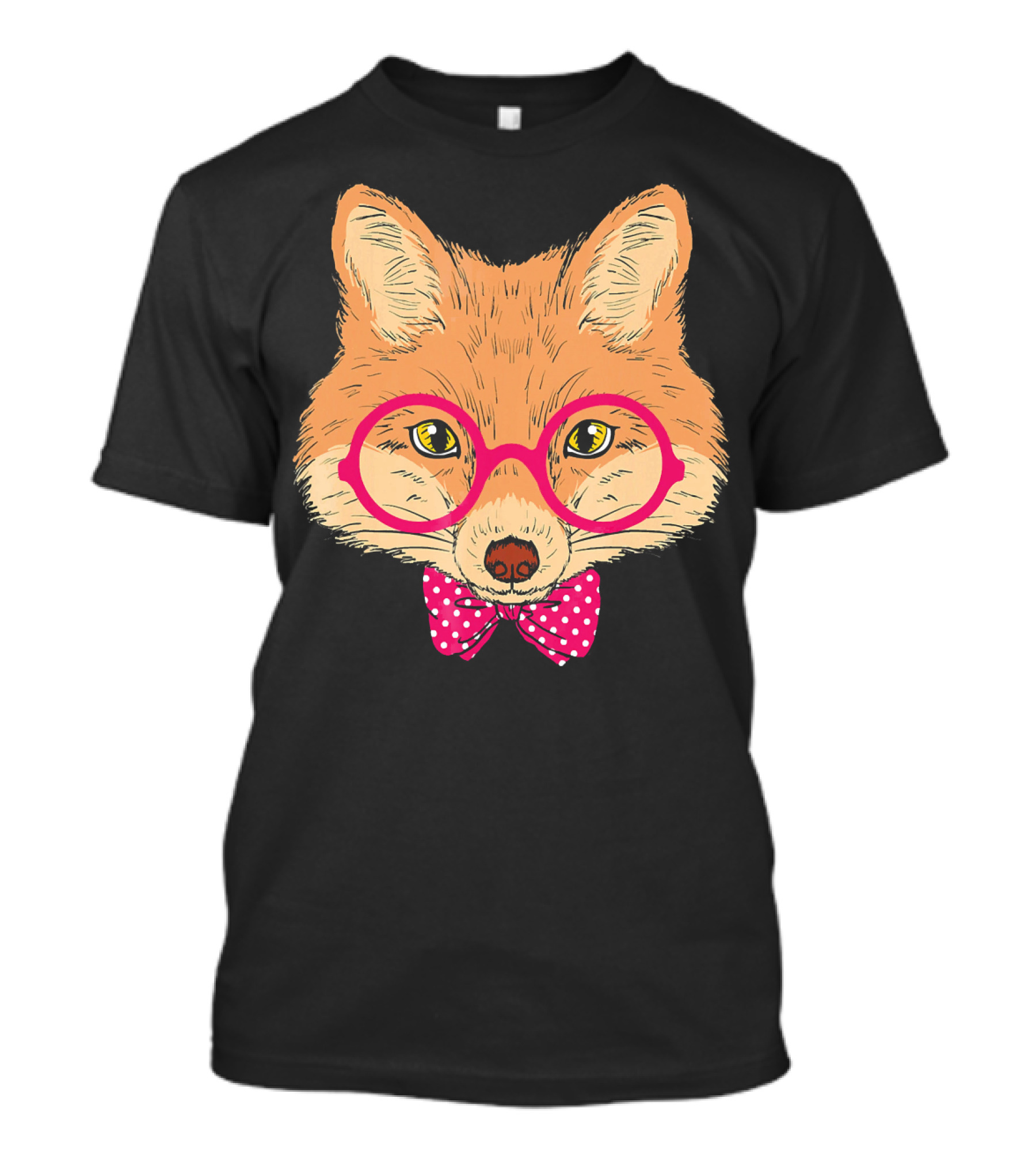 Fox With Pink Glasses And Bow Tie For Girls Fox Lover T-Shirt