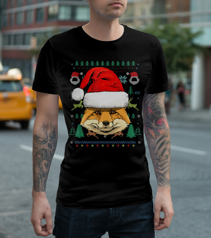 Fox Santa Hat Christmas T-Shirt