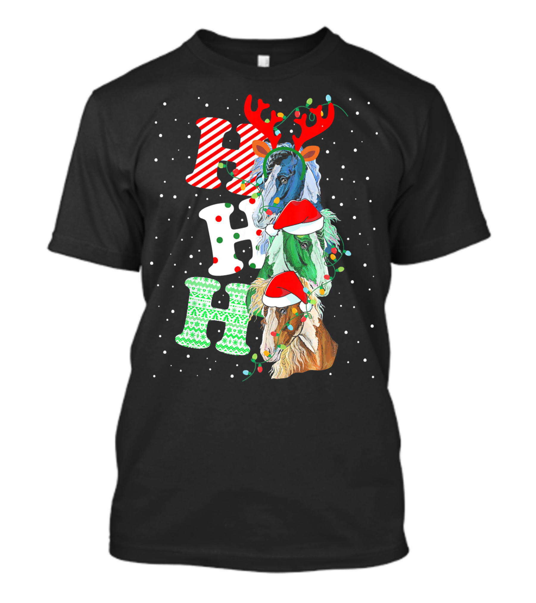 Funny Ho Ho Ho Santa Reindeer Horse Christmas T-Shirt