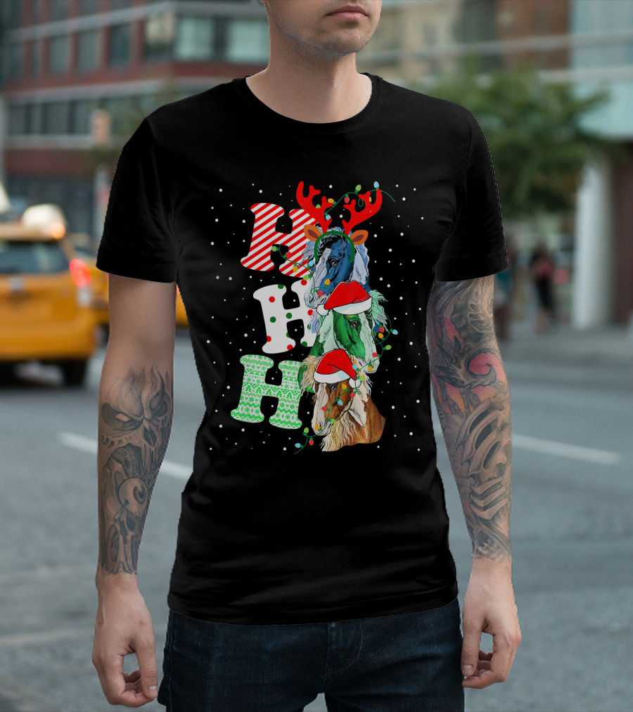 Funny Ho Ho Ho Santa Reindeer Horse Christmas T-Shirt