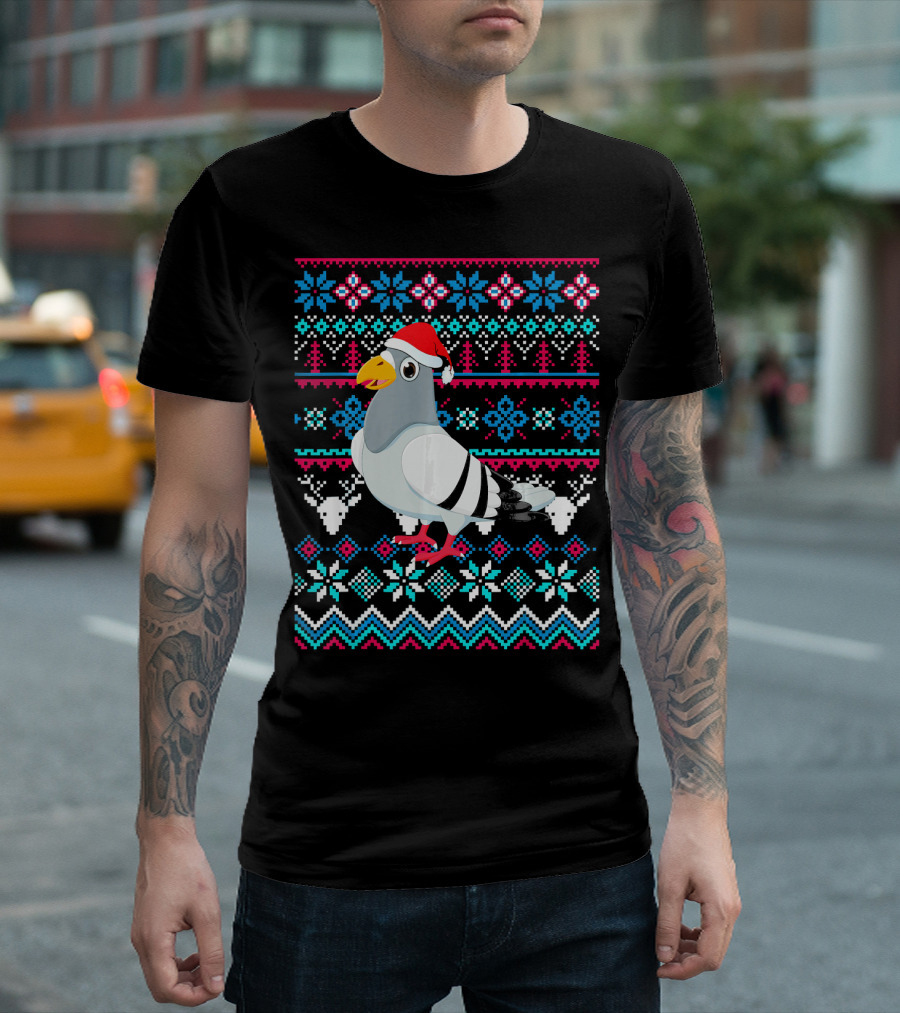 Funny Pigeon Christmas Ugly Sweater Merry T-Shirt