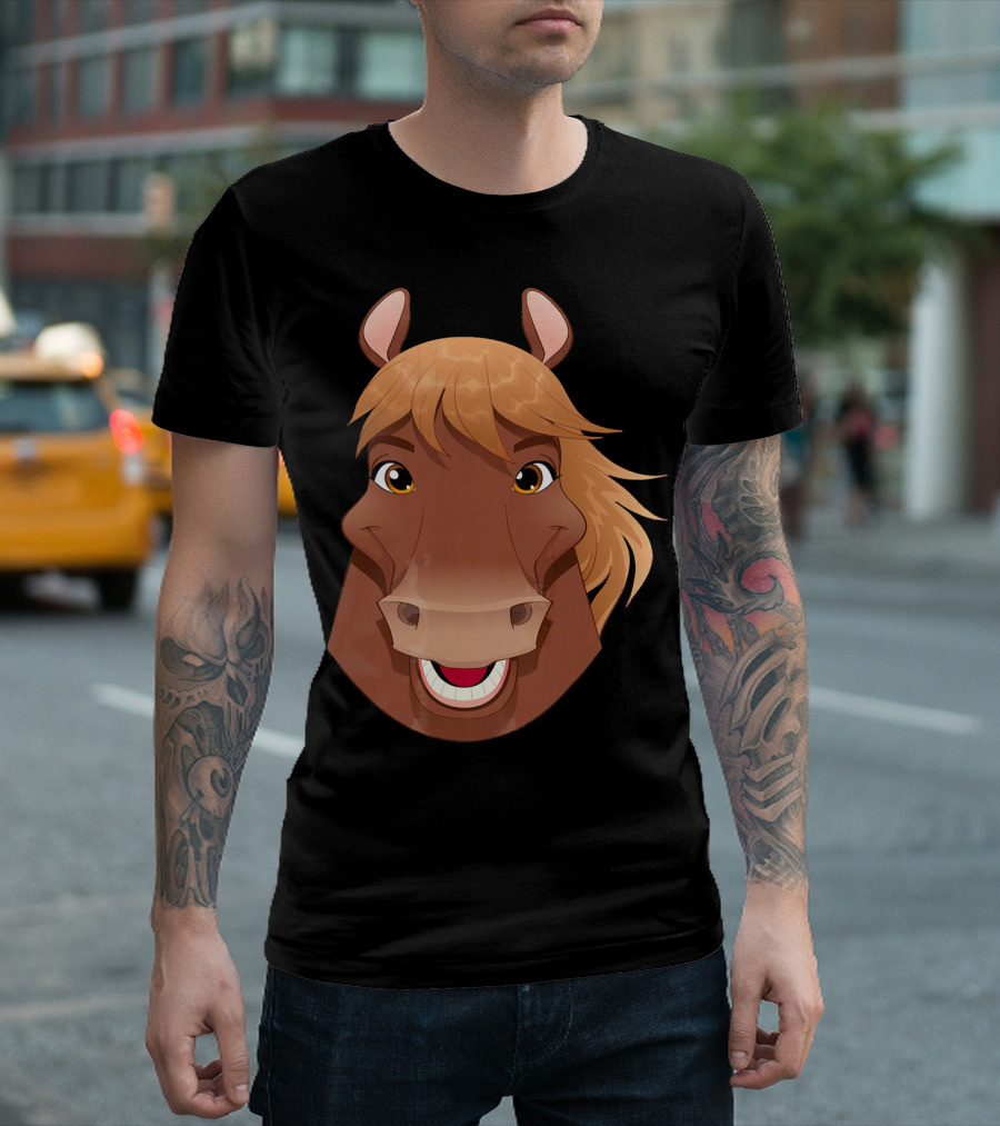 GIANT HORSE FACE Funny Cute Animal T-Shirt