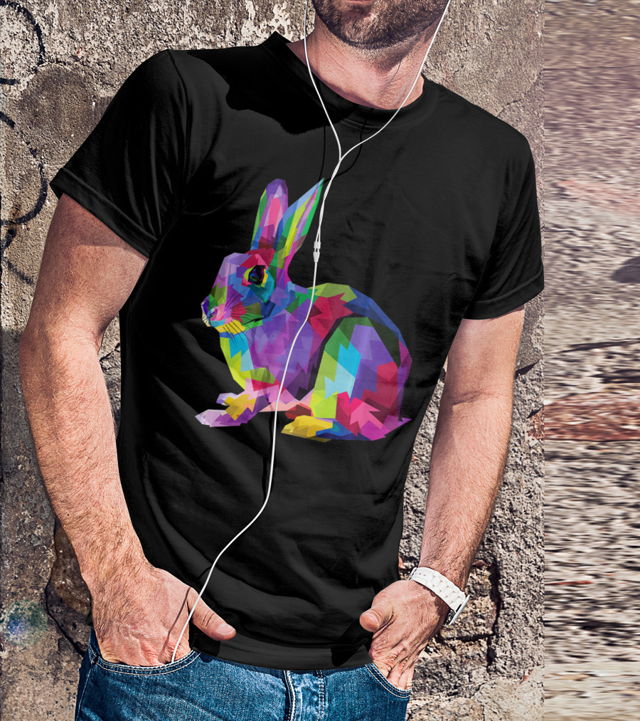 Easter Bunny I Love Bunnies And Rabb Colorful Geometric Rabbit T-Shirt