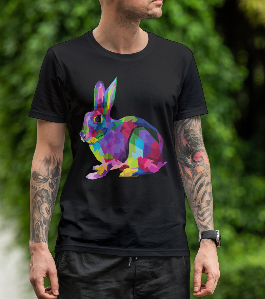 Easter Bunny I Love Bunnies And Rabb Colorful Geometric Rabbit T-Shirt