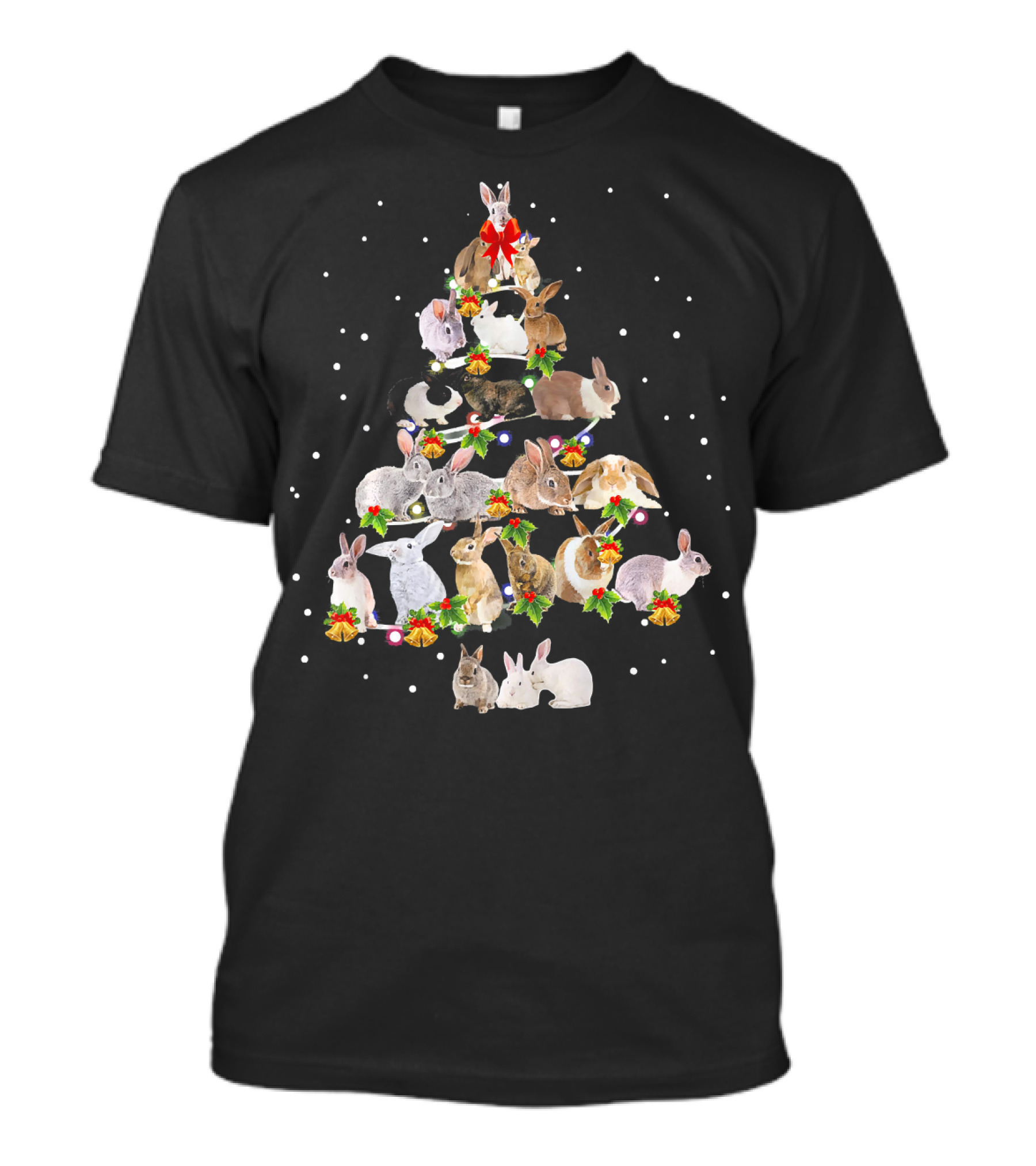 Christmas Tree Of Bunnies With Festive Decorations T-Shirt