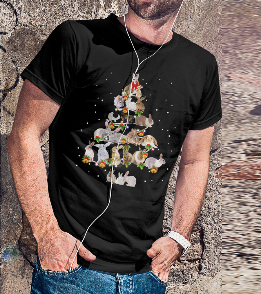 Christmas Tree Of Bunnies With Festive Decorations T-Shirt