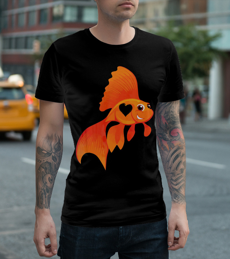 Funny Heart Of Goldfish With Heart Shape In Goldfish T-Shirt