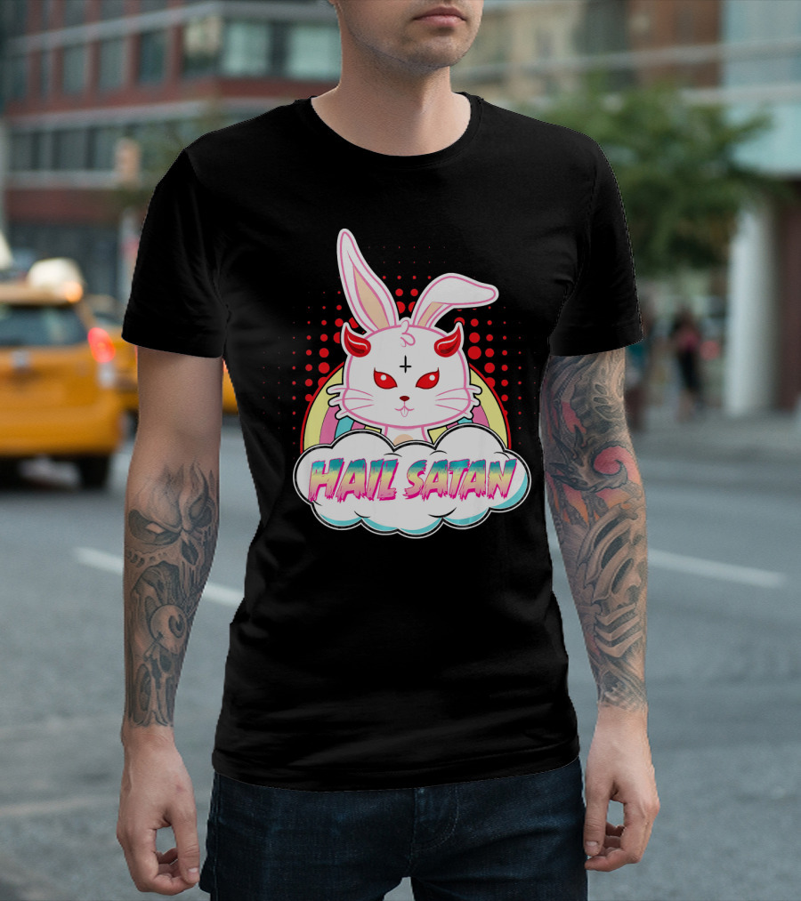 Hail Satan Funny Easter Bunny T-Shirt
