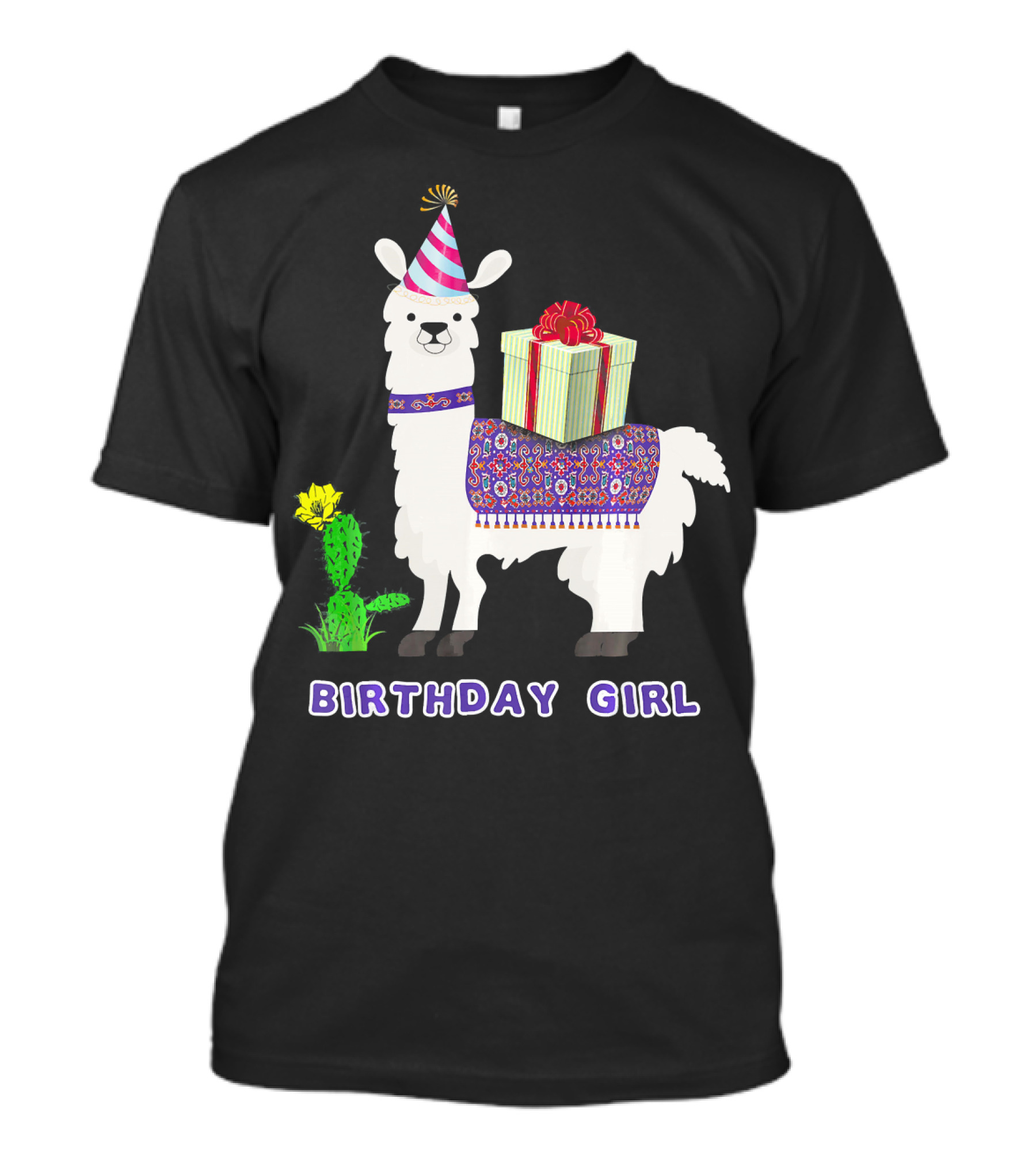 Birthday Girl Funny Alpaca Llama Cactus T-Shirt