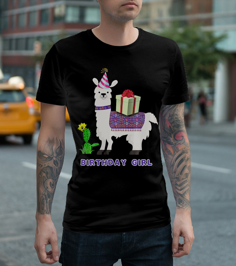 Birthday Girl Funny Alpaca Llama Cactus T-Shirt