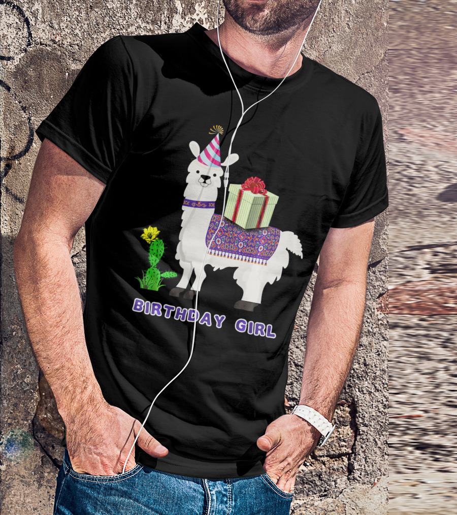 Birthday Girl Funny Alpaca Llama Cactus T-Shirt