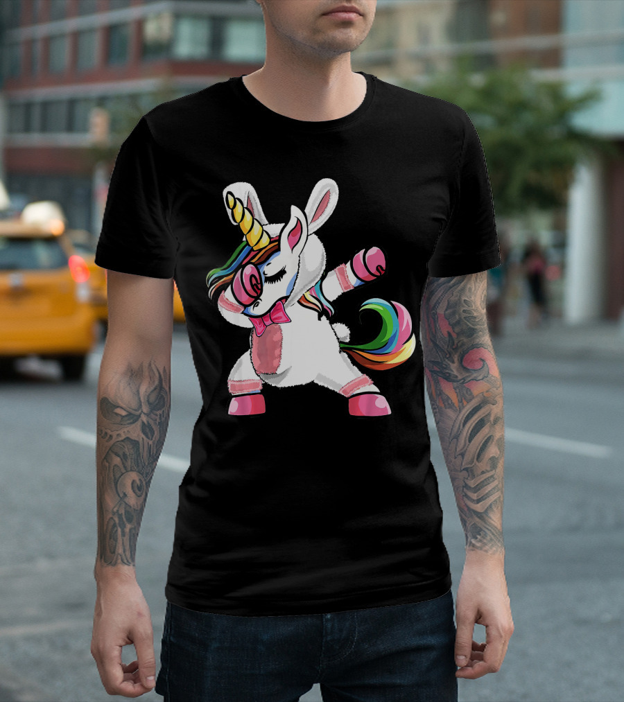 Easter Dabbing Unicorn Bunny Rainbow Ears T-Shirt