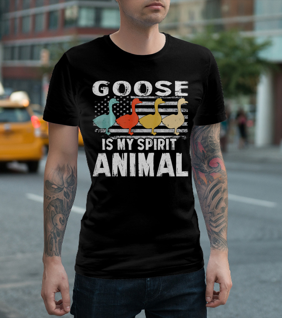 Goose Is My Spirit Animal Vintage American Flag T-Shirt
