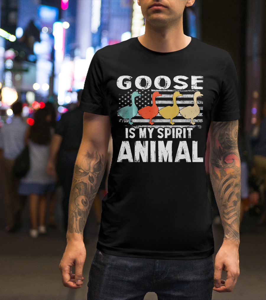Goose Is My Spirit Animal Vintage American Flag T-Shirt