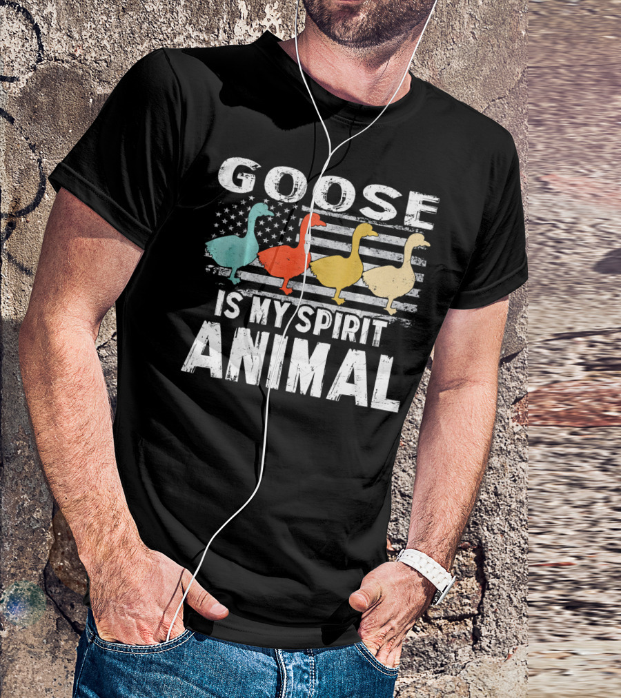 Goose Is My Spirit Animal Vintage American Flag T-Shirt
