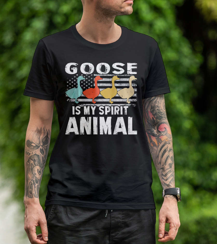 Goose Is My Spirit Animal Vintage American Flag T-Shirt