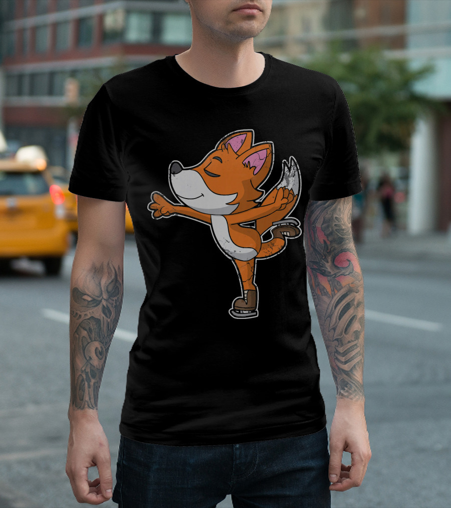 Fox Figure Skater Ice Skating Pose T-Shirt