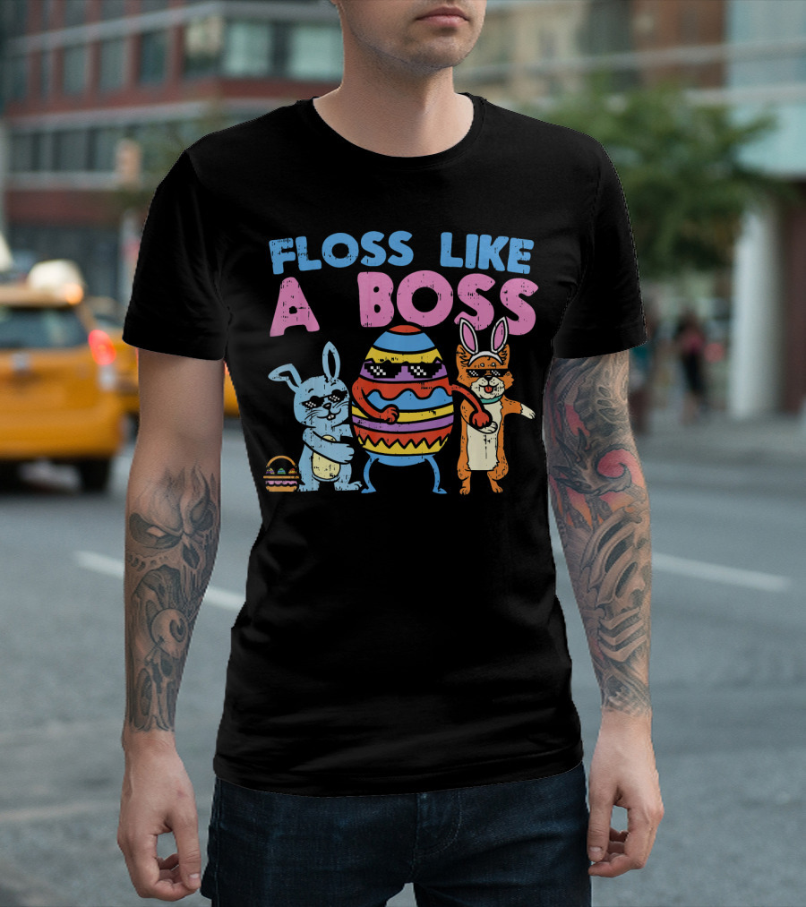 Flossing Easter Crew Floss Like A Boss Dancing Egg Rabbit Fox T-Shirt