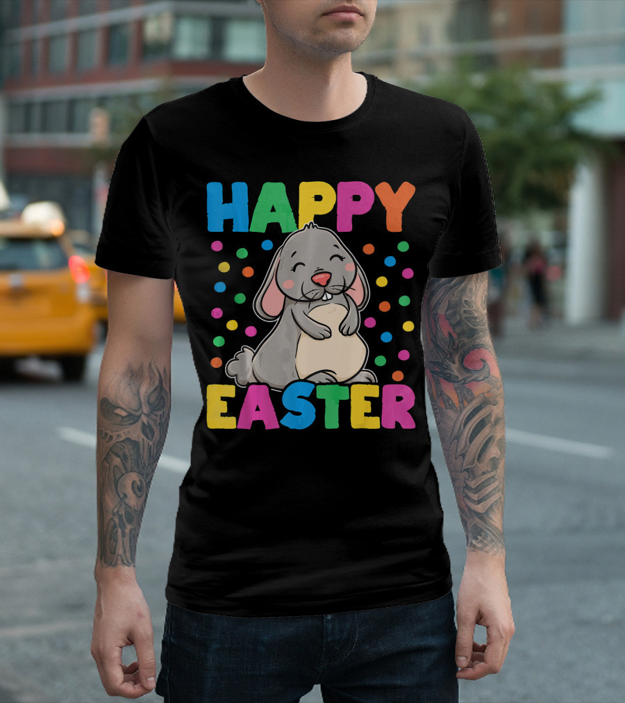 Happy Easter Bunny Colorful Dots T-Shirt