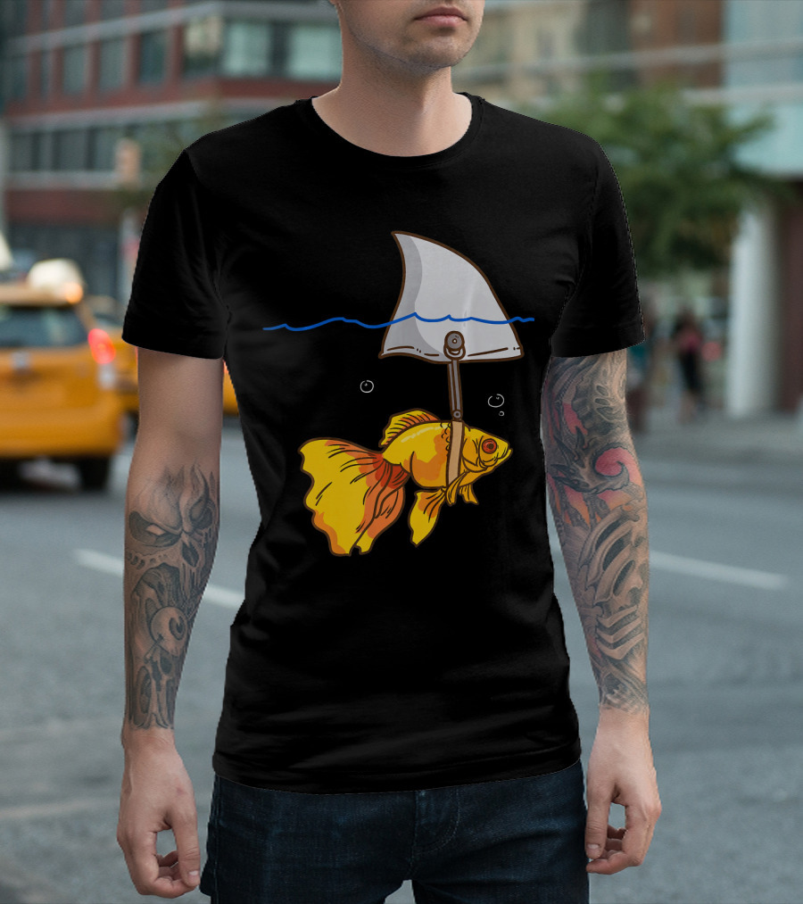 Fake Shark Goldfish Funny Fish Prank Fin T-Shirt