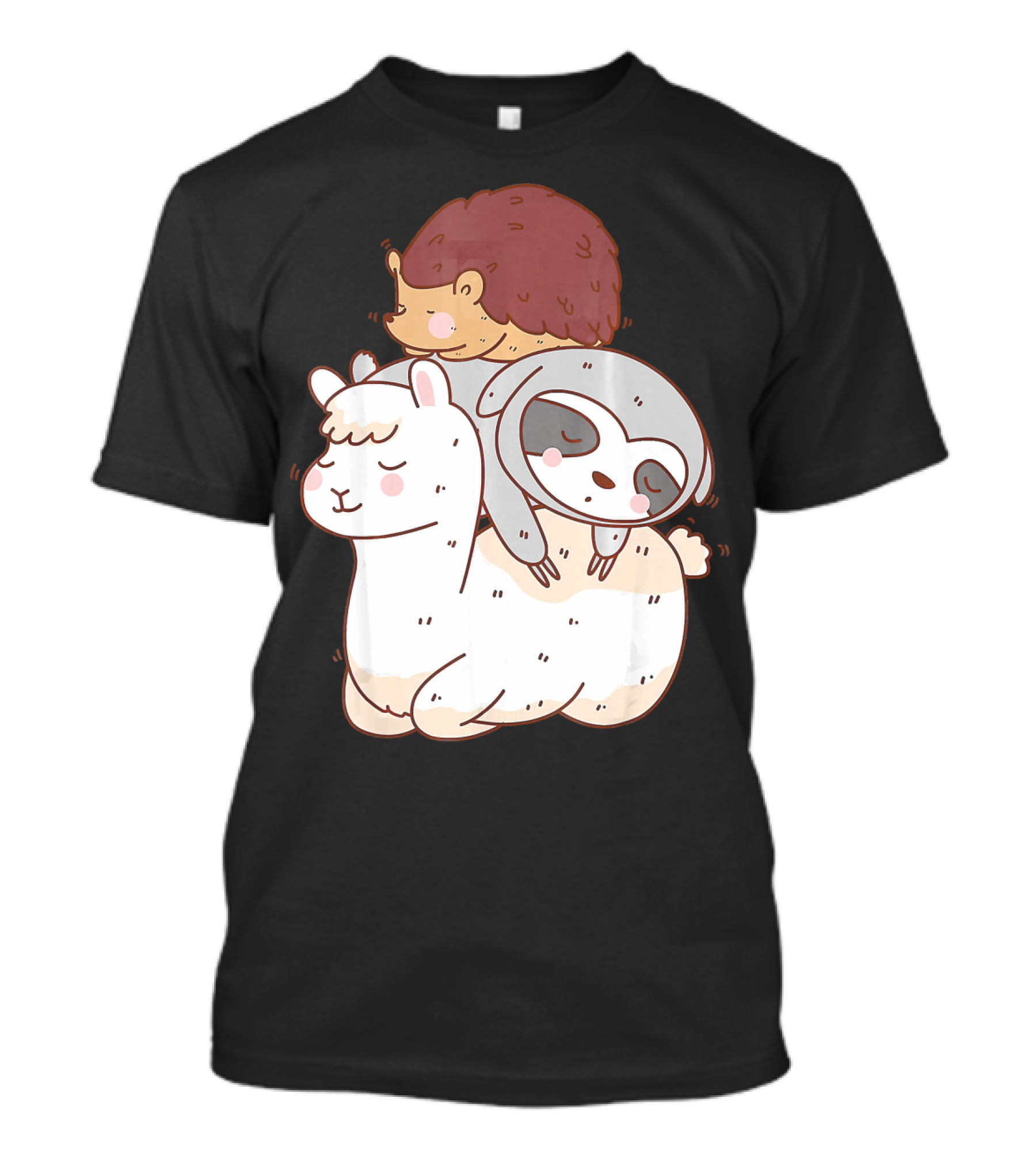 Hedgehog Sloth Llama Animal Stack Funny T-Shirt