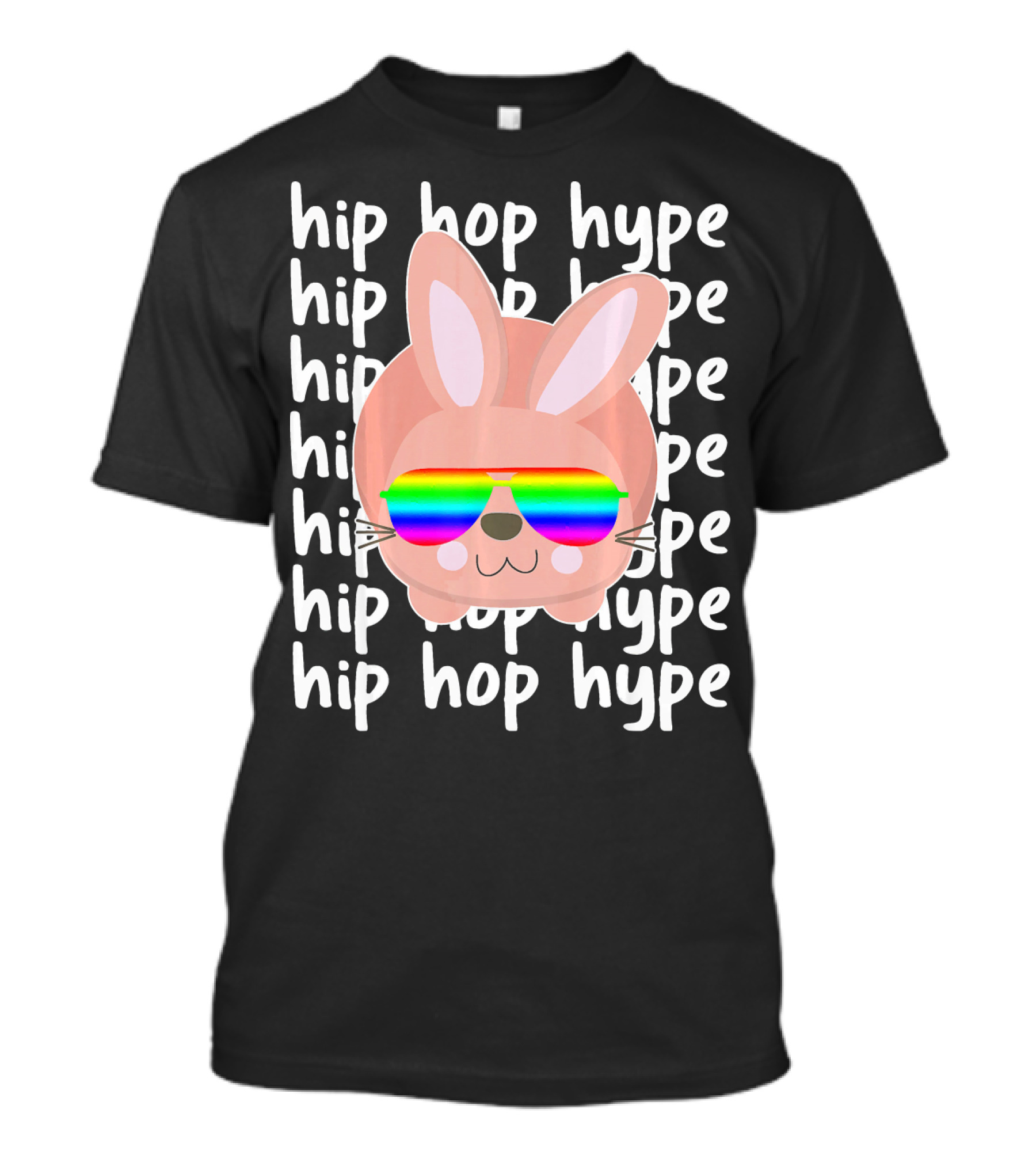 Hip Hop Hype Bunny Easter Rainbow Glasses T-Shirt